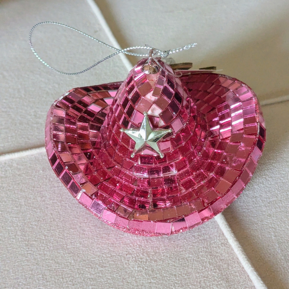 Pink Sequin Cowboy Hat Ornament